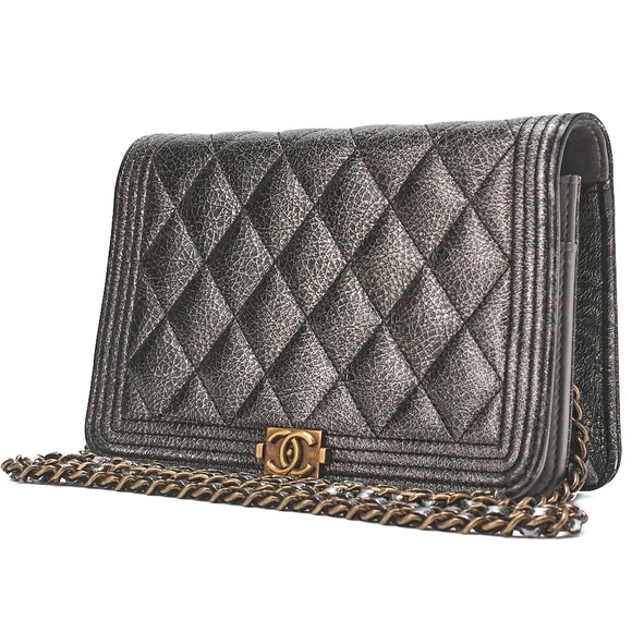 Authentic CHANEL BOY WOC limited edition metallic silver gold hardware - Picture 2 of 11